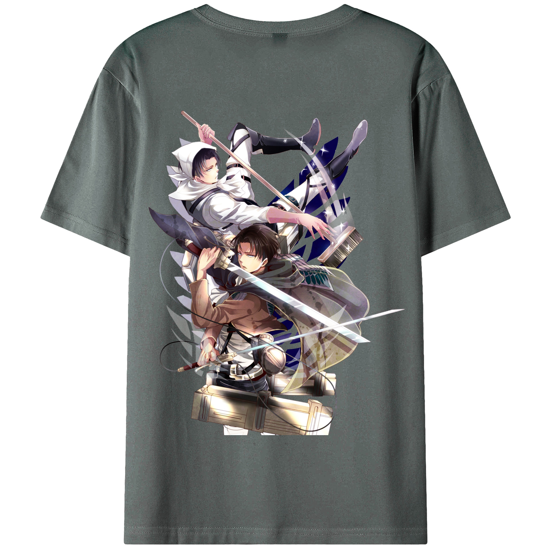 （画像用） 進撃の巨人 リヴァイ·アッカーマン Attack on Titan Levi Ackerman 綿100％半袖Tシャツ（背面プリント）